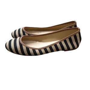 Ballerette Black striped jute round toe ballet flats Size US 11